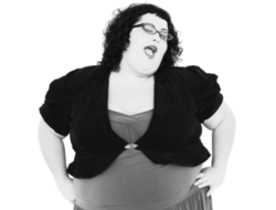 A joyously smiling fat person. 